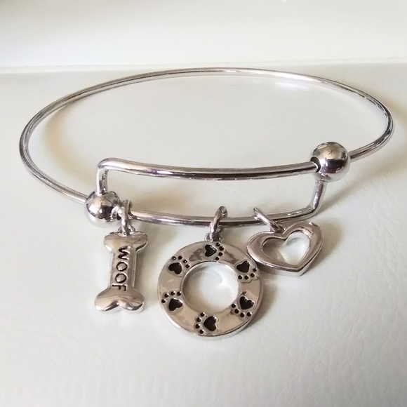 Dog Mom /Pet Lovers Charm Bangle Bracelet - Picture 9 of 10